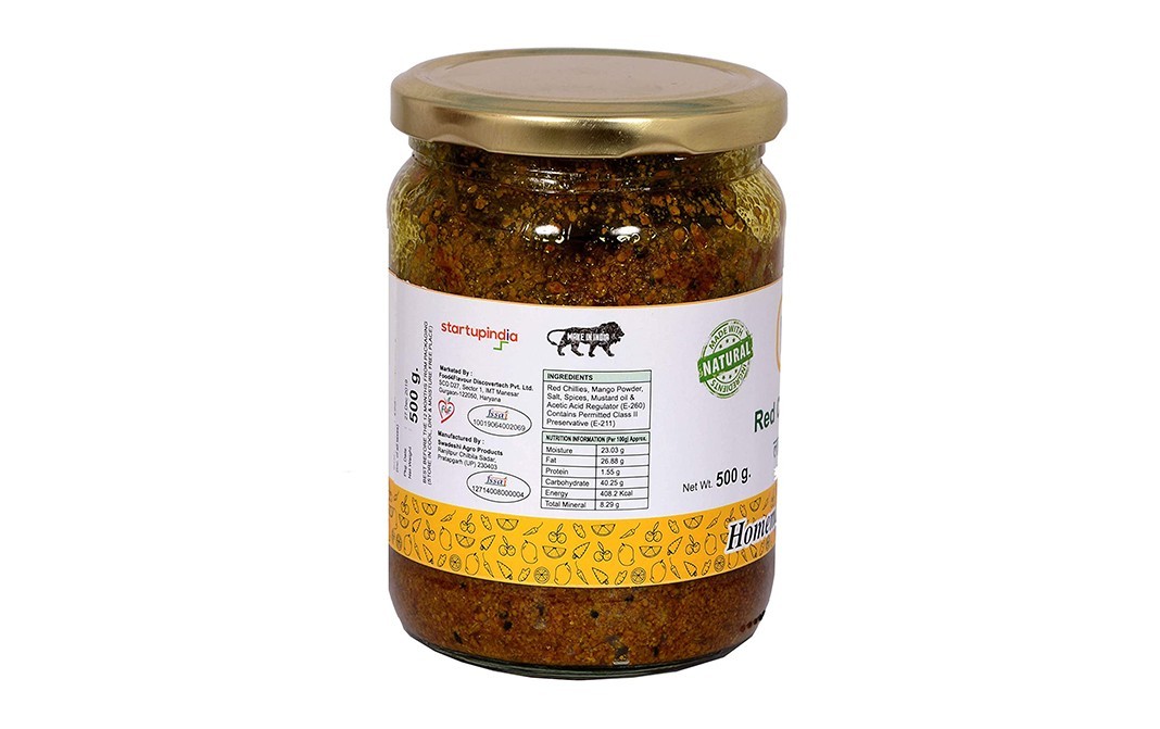 Favor8 Red Chilli Pickle (Stuffed)    Glass Jar  500 grams